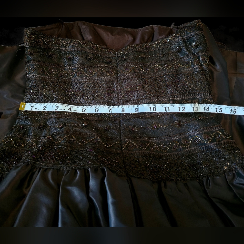 Vintage Liancarlo Couture For Neiman Marcus Brown Strapless Beaded Gown 8 - Picture 15 of 16